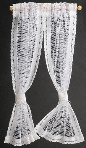 Dollhouse Miniature Curtains: Lace Curtain, White